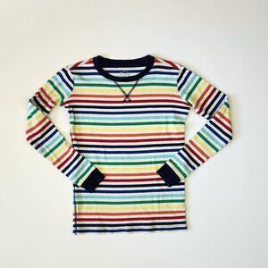 Primary Kids' Rainbow Stripe Organic Cotton Long Sleeve Pajama Shirt sz 10
